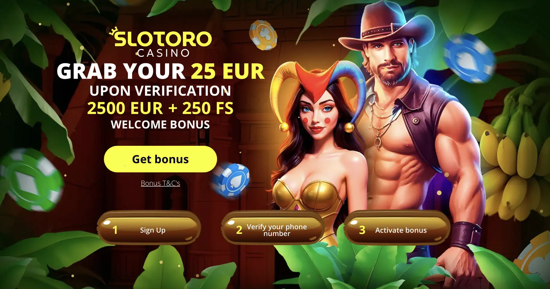 Slotoro 25 € bez vkladu za registráciu