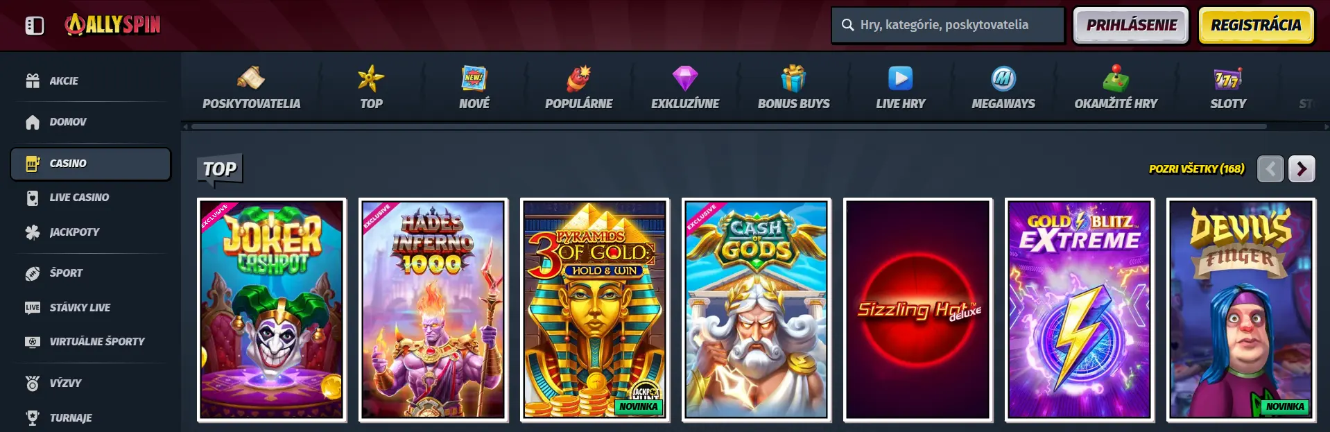 Allyspin ponuka hier v online kasíne
