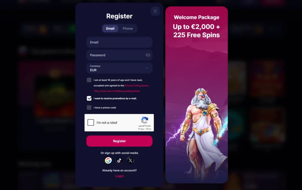 NV Casino registrácia nového hráča