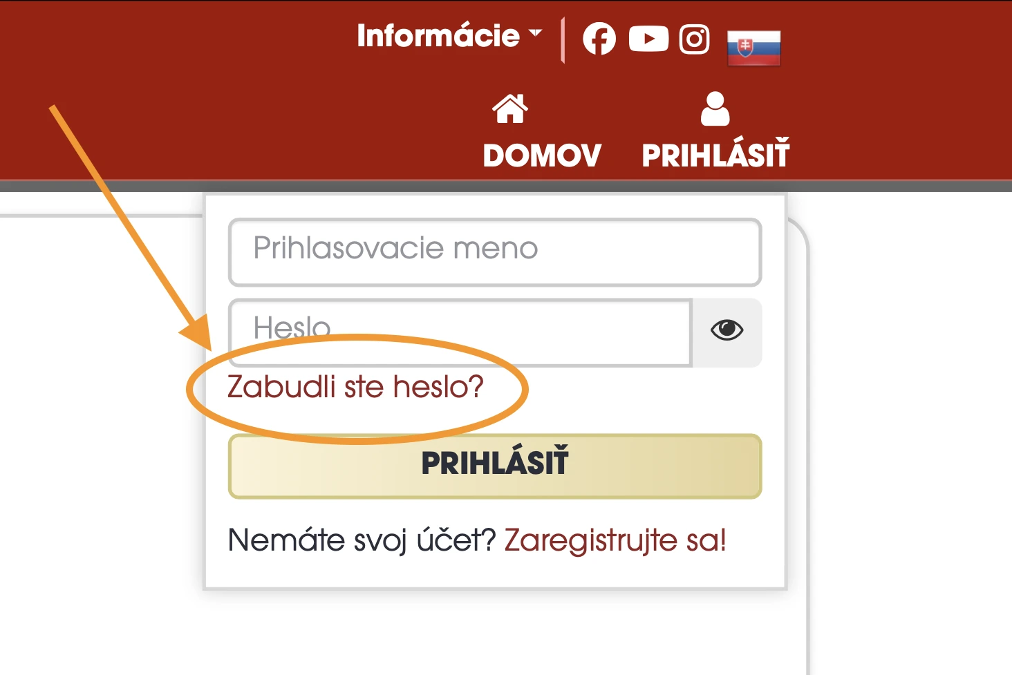 Monacobet obnovenie hesla cez Zabudli ste heslo