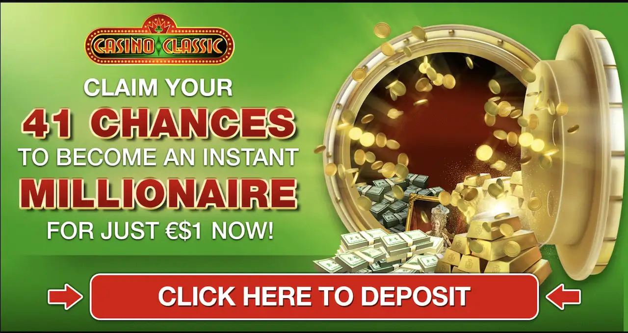 Casino Classic ponuka 41 šancí na jackpot za 1 €
