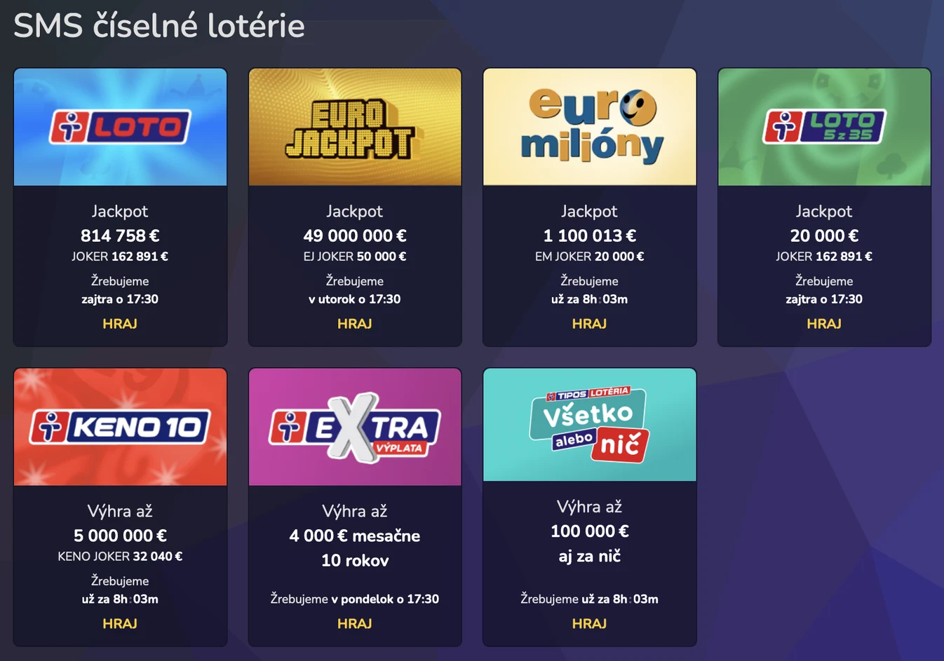 SMS číselné lotérie Dni šťastia