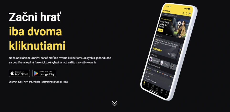 Fortuna aplikácia – začni hrať dvoma kliknutiami