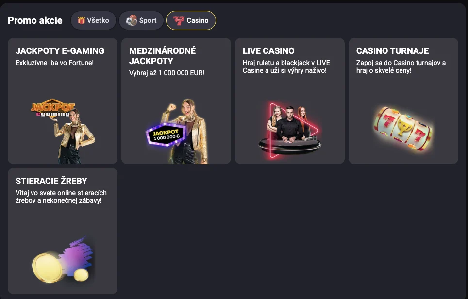 Fortuna casino promo akcie – jackpoty, live casino a turnaje