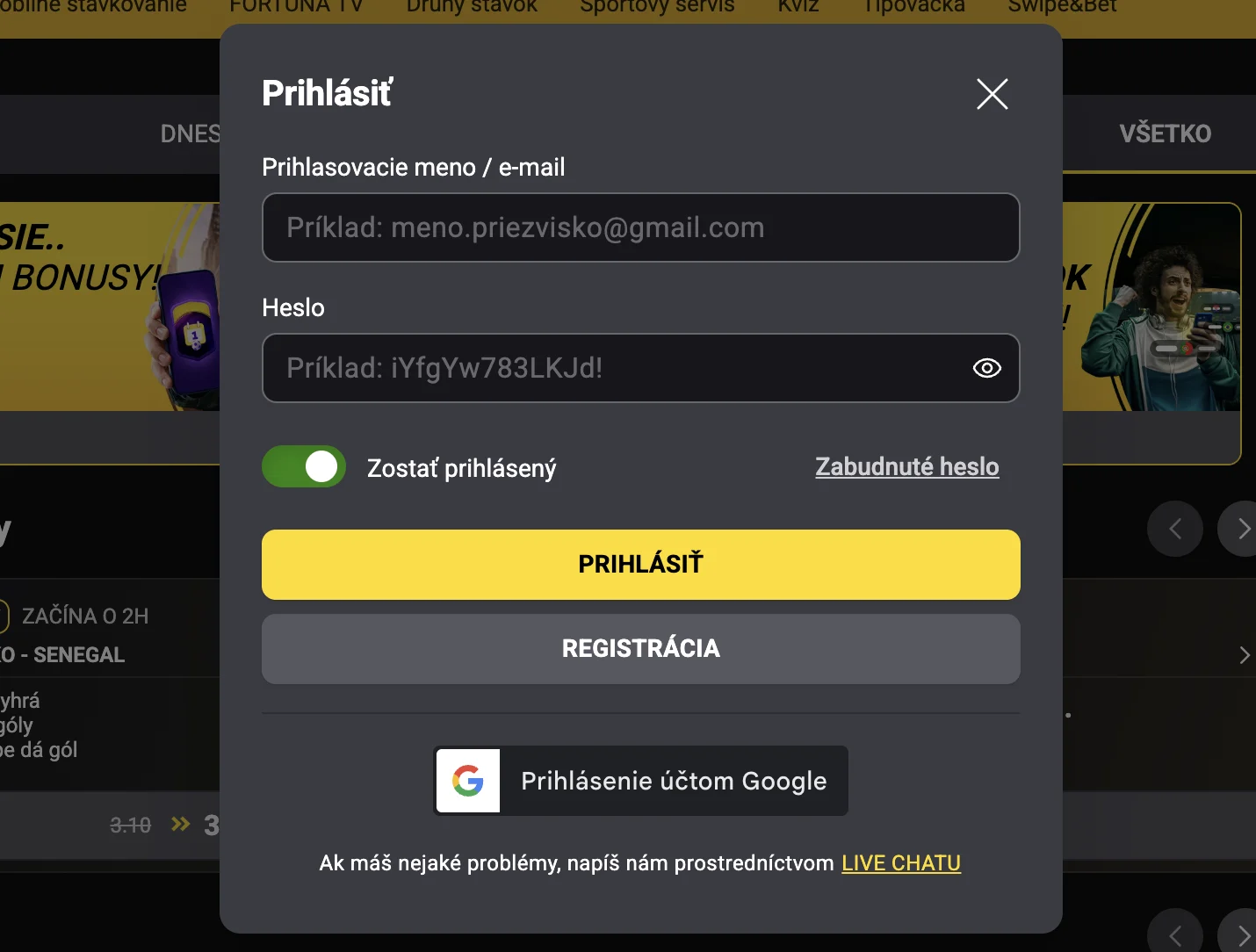 Fortuna Casino prihlásenie do hráčskeho účtu