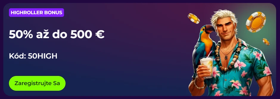 Gambloria highroller bonus 50HIGH - 50 % do 500 €