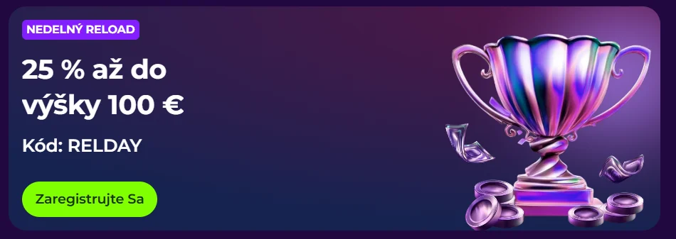 Gambloria nedeľný reload RELDAY - 25 % do 100 €