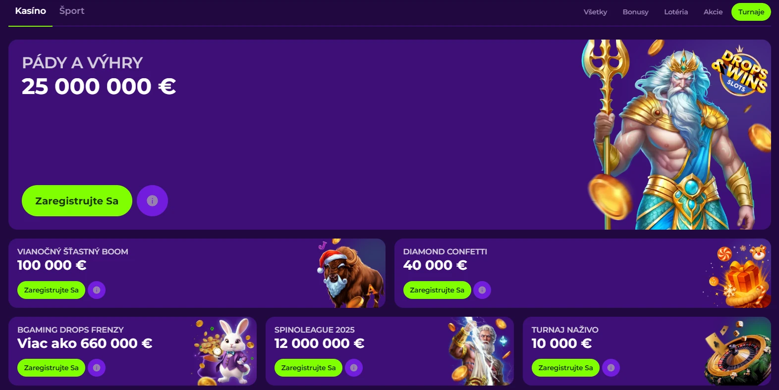 Gambloria turnaje a sieťové akcie s veľkými výhernými fondmi