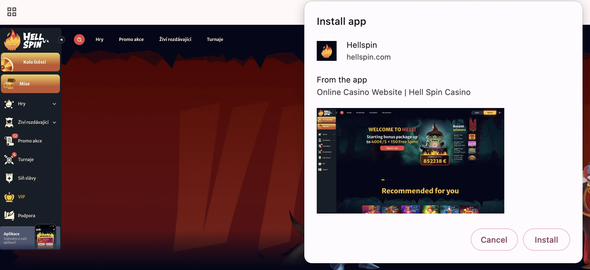 Hellspin aplikácia - inštalácia cez oficiálny web kasína