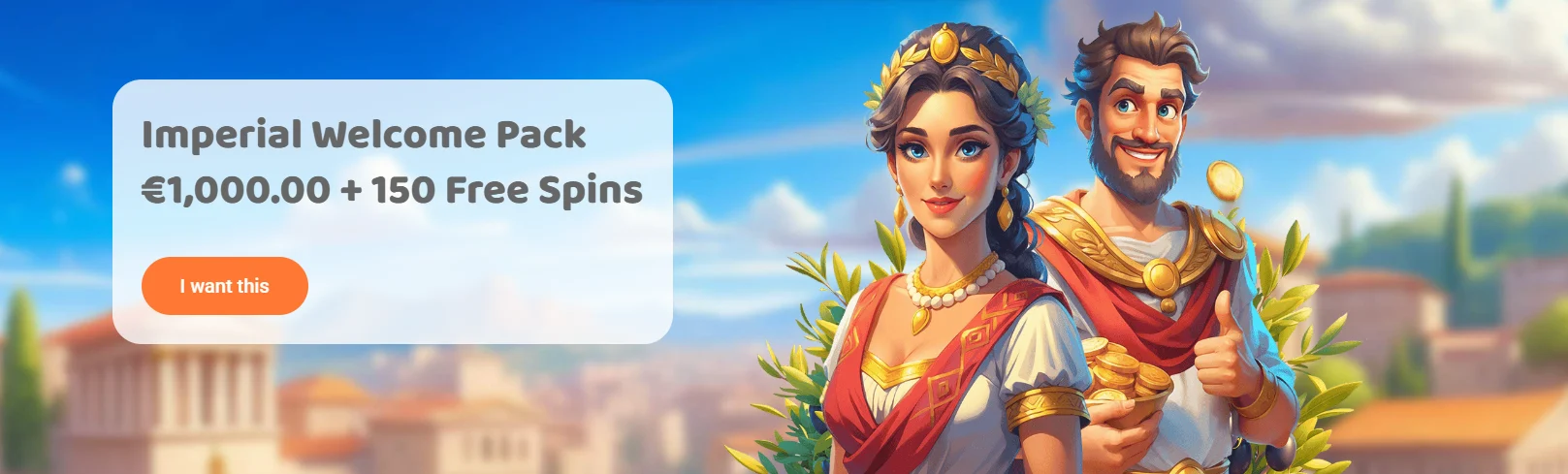 Imperial Wins uvítací balík 1 000 € + 150 free spinov