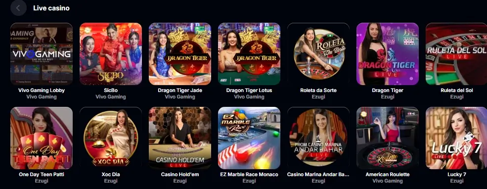 YEP Casino live kasíno