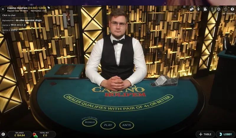Live Casino Hold'em so živým krupiérom
