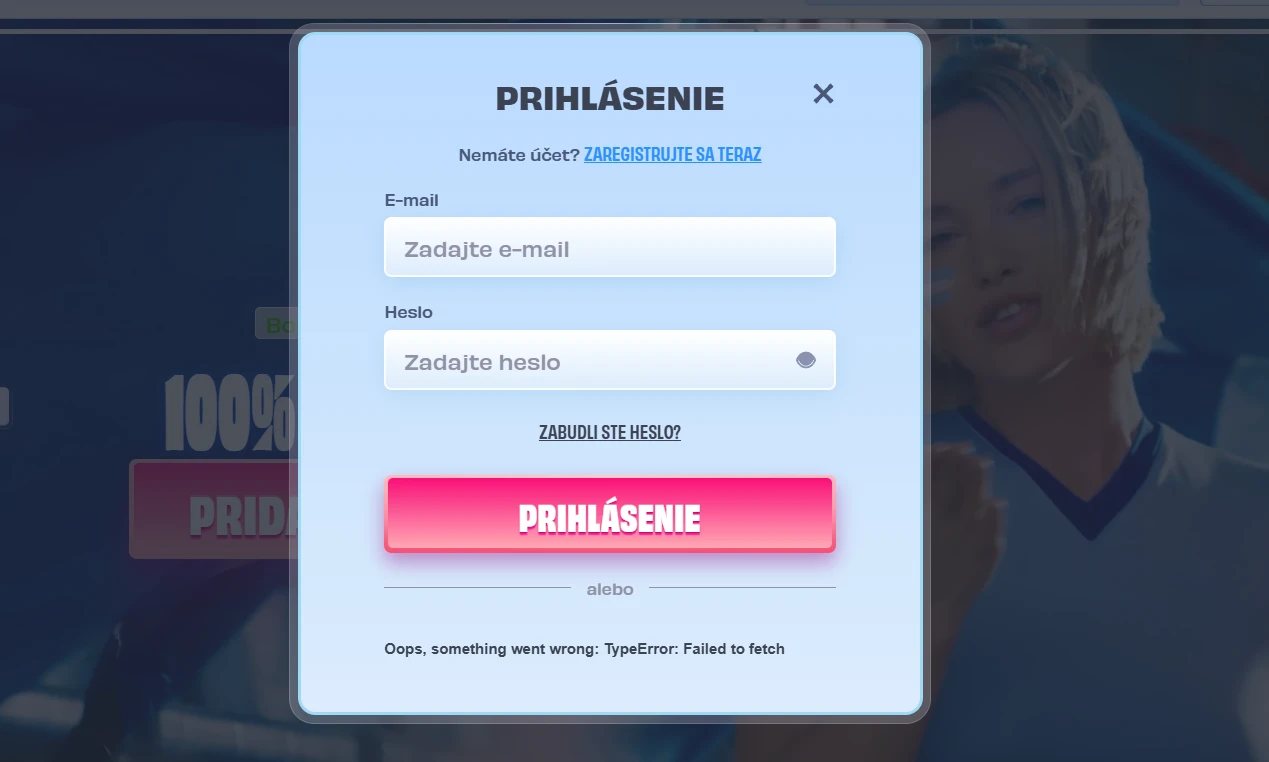 OnlySpins prihlásenie e-mailom a heslom