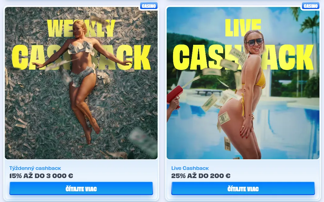OnlySpins týždenný cashback a live cashback bonusy