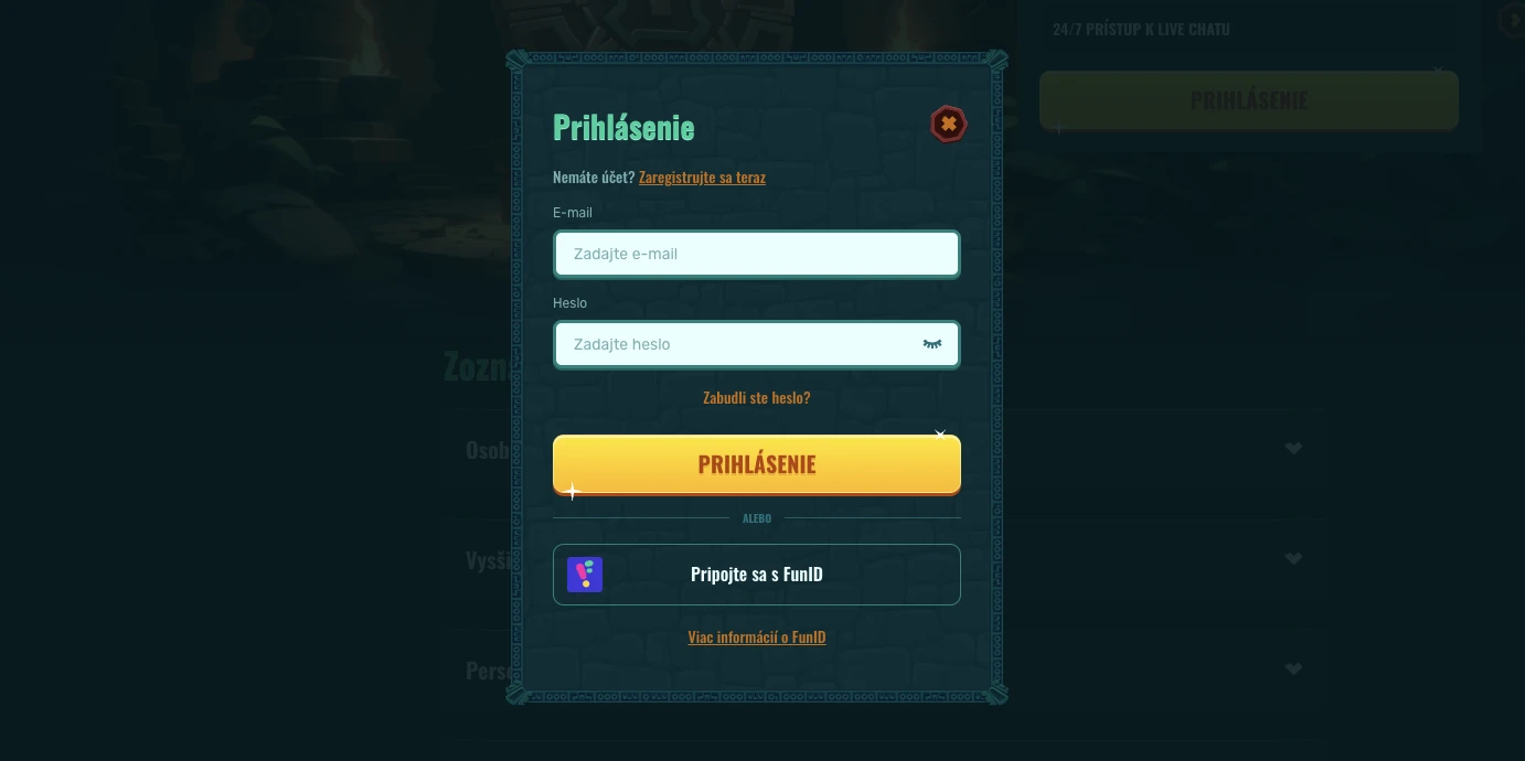 Prihlásenie do Spinanga Casino účtu