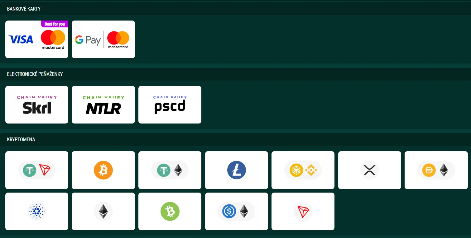 SpinBetter platobné metódy karty e-peňaženky a kryptomeny