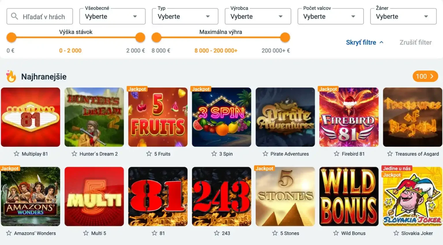 Tipsport Casino automaty a najhranějšie hry
