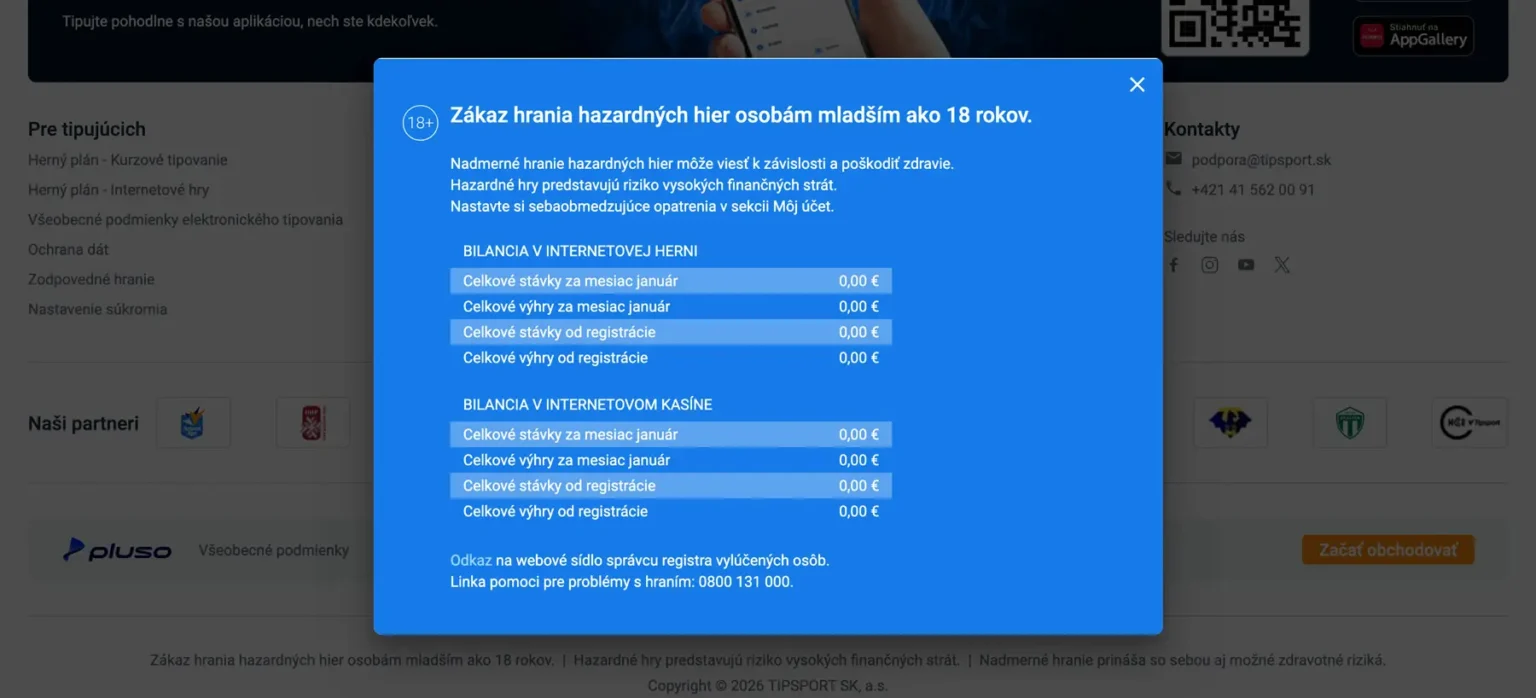 Tipsport zodpovedné hranie a ochrana hráča