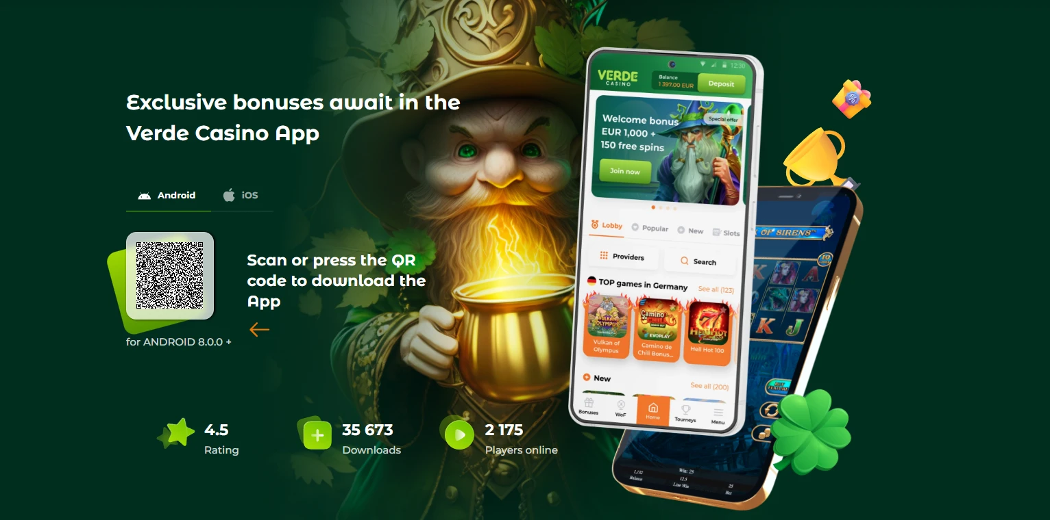 Verde Casino aplikácia – stiahnutie cez QR kód pre Android a iOS