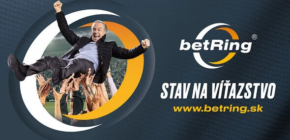 Reklamný banner stávkovej kancelárie Betring so sloganom Stav na víťazstvo a adresou betring.sk
