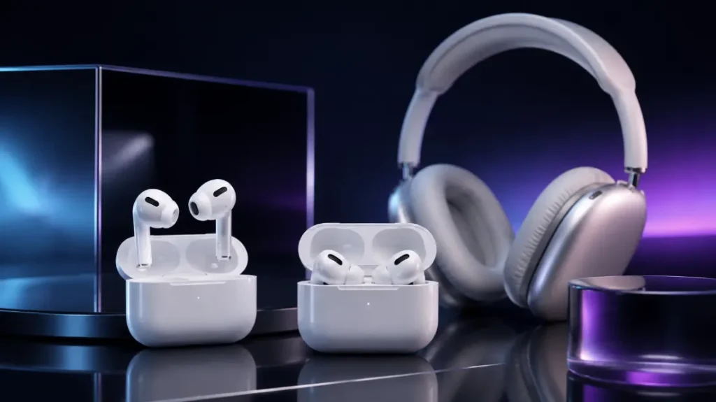 Apple AirPods Pro, AirPods a AirPods Max na tmavom pozadí – porovnanie modelov