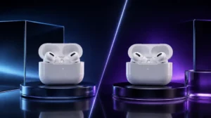 Porovnanie AirPods Pro 3 a AirPods Pro 2 – dve nabíjacie puzdrá oproti sebe